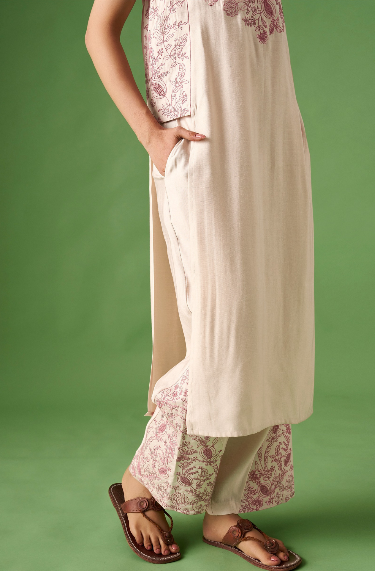 Beige Silk blend Co-ords