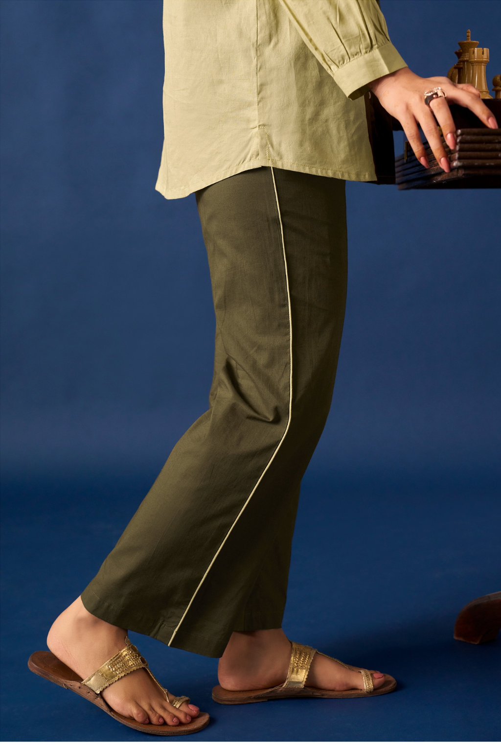 Green Embroidered Cotton Co-ords