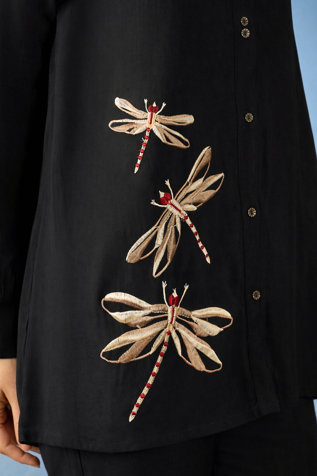 Black Embroidered Silk Blend Co-Ords