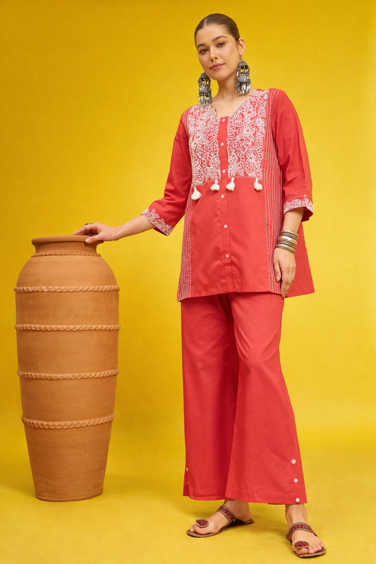 Red Pure Cotton Co-ords