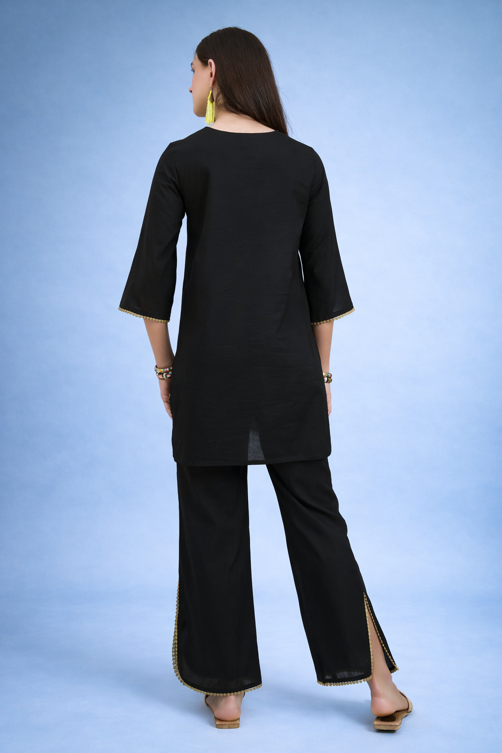 Black Pure Cotton Kurta Set