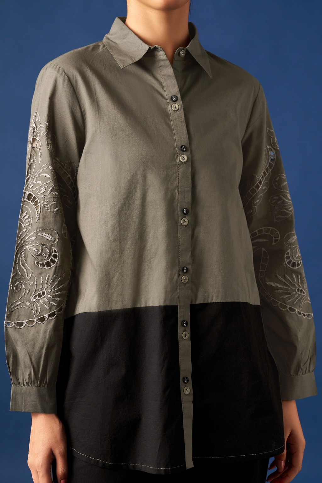 Black Embroidered Cotton Co-ords