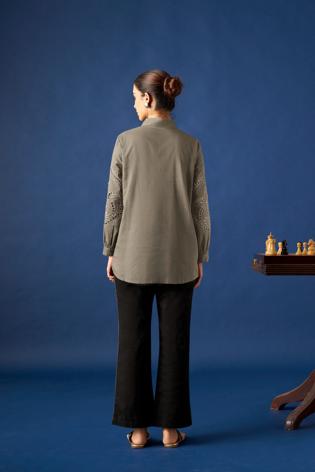 Black Embroidered Cotton Co-ords