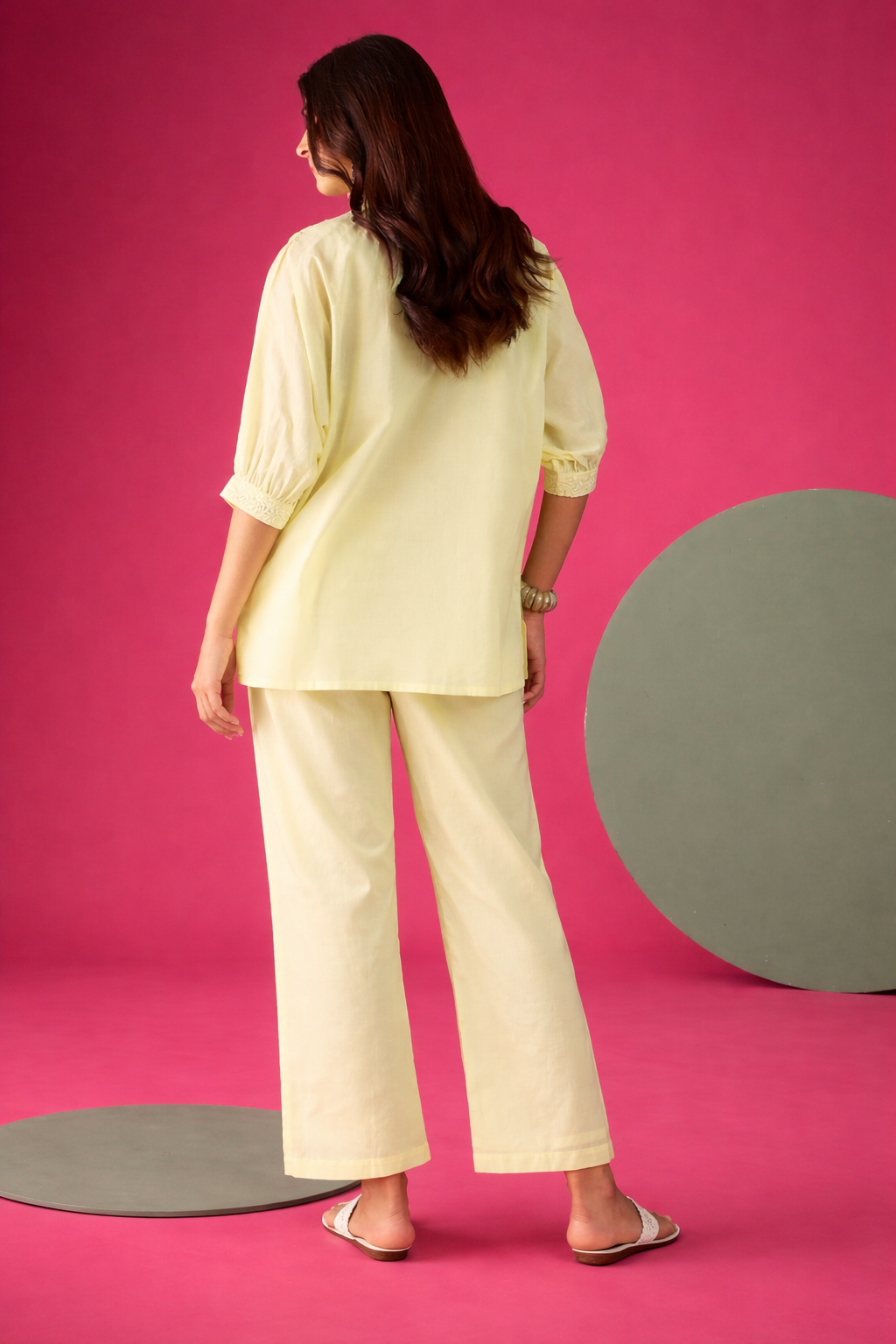 Yellow Pure Cotton Kaftan Co-ords