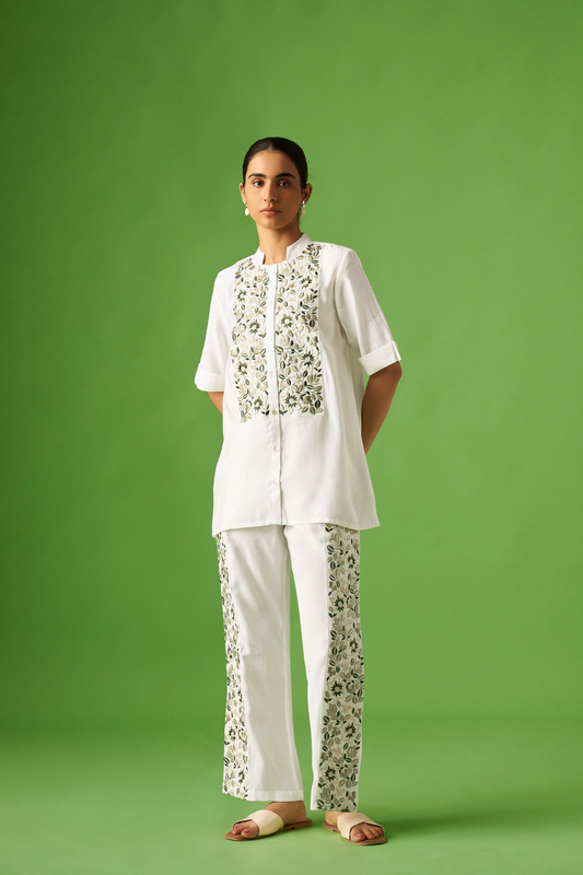 White Floral Embroidered Co-ords