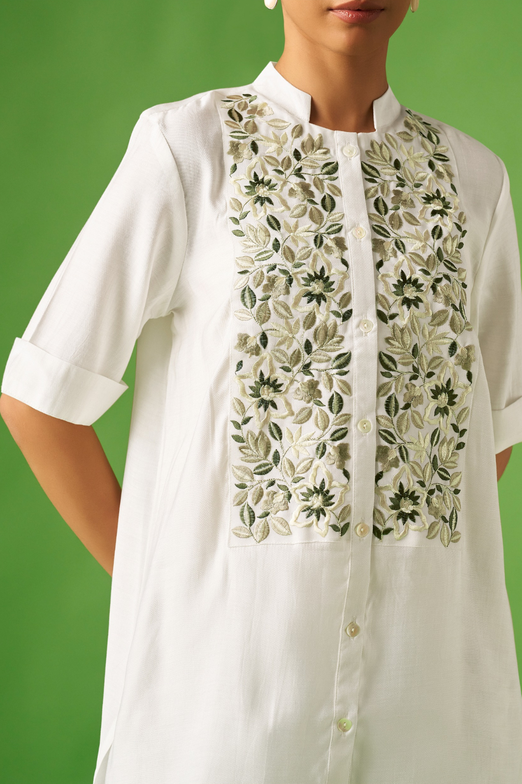 White Floral Embroidered Co-ords