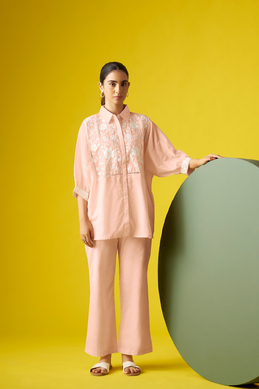 Pink Pure Cotton Kaftan Co-ords