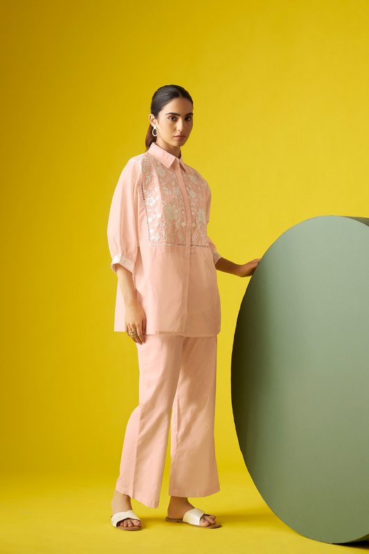 Pink Pure Cotton Kaftan Co-ords