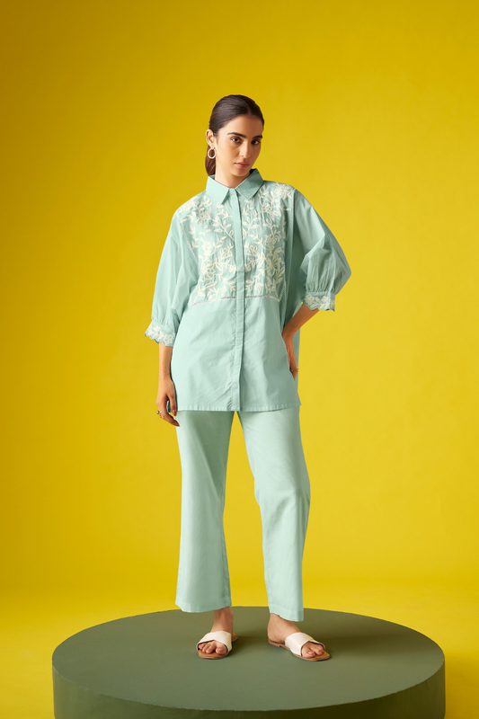 Blue Pure Cotton Kaftan Co-ords