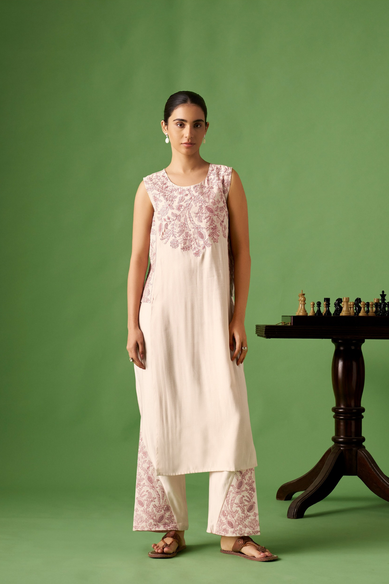 Beige Silk blend Co-ords