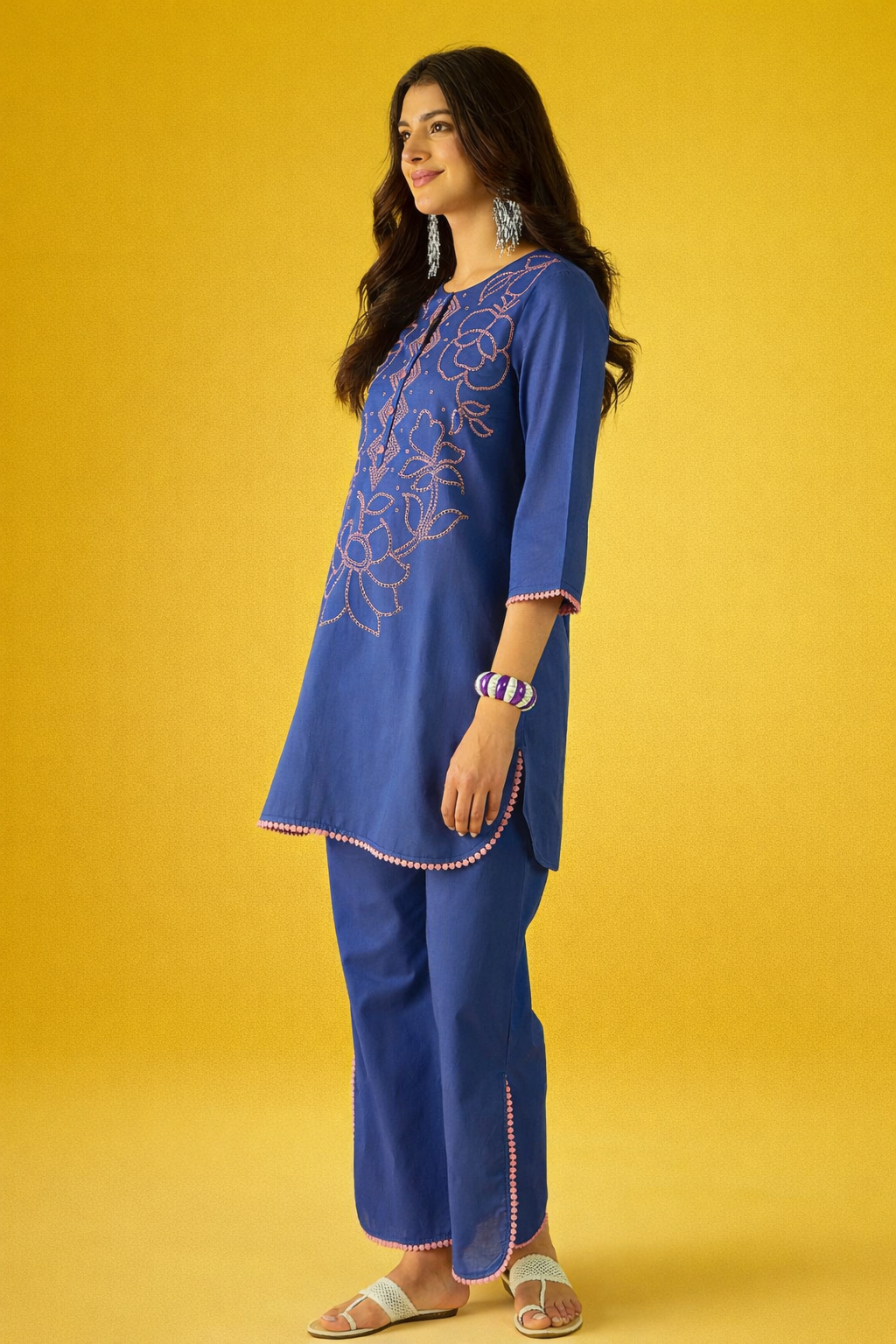 Blue Pure Cotton Kurta Set