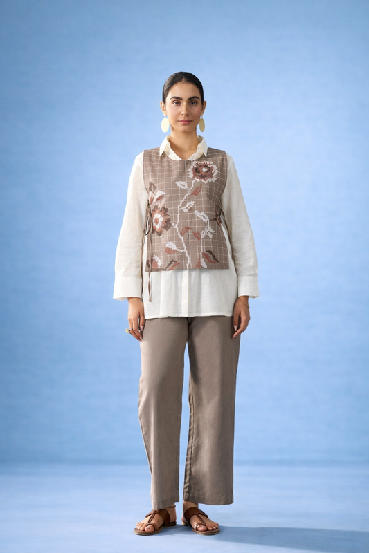 Brown Bib Shirt Co-ords
