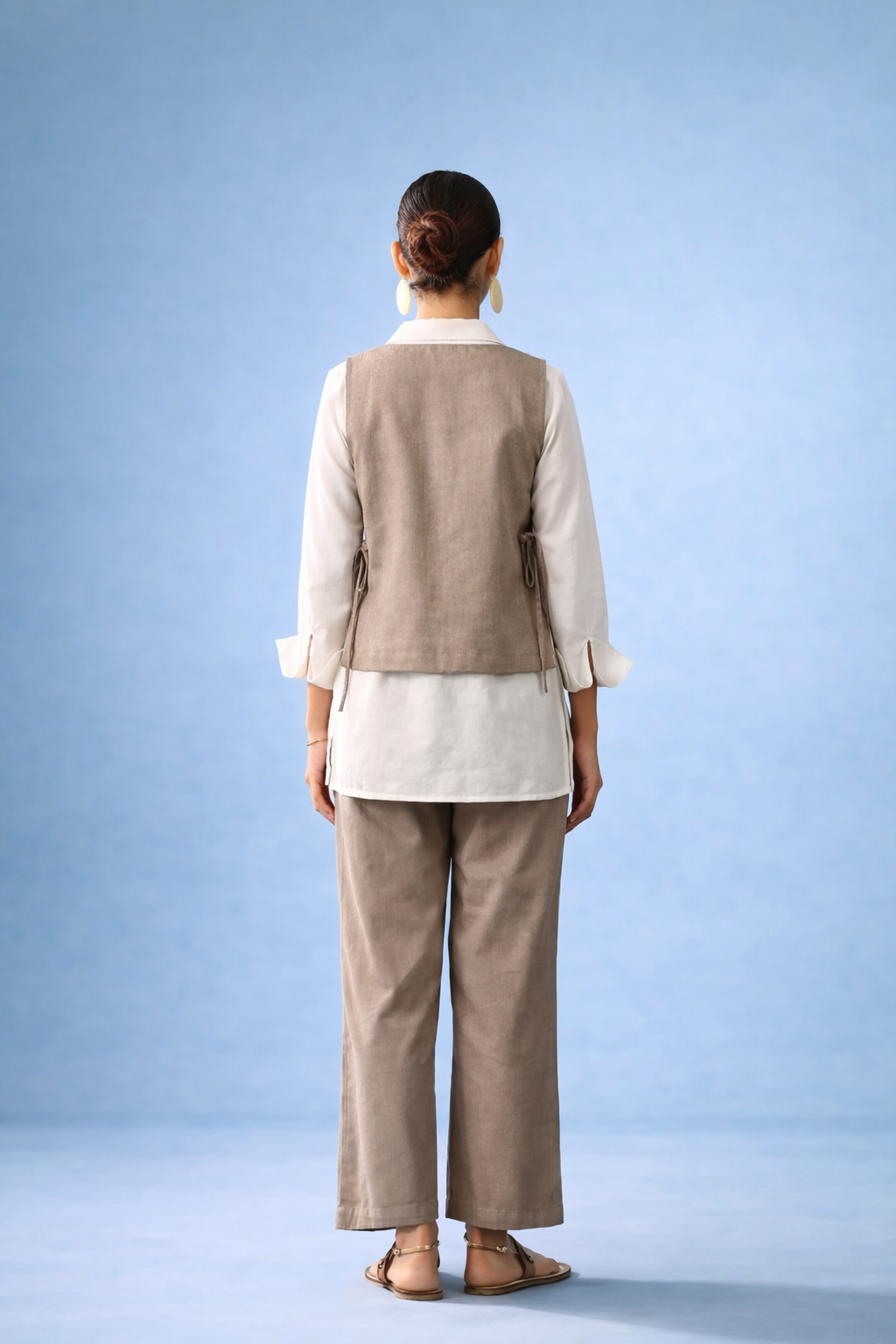 Brown Bib Shirt Co-ords