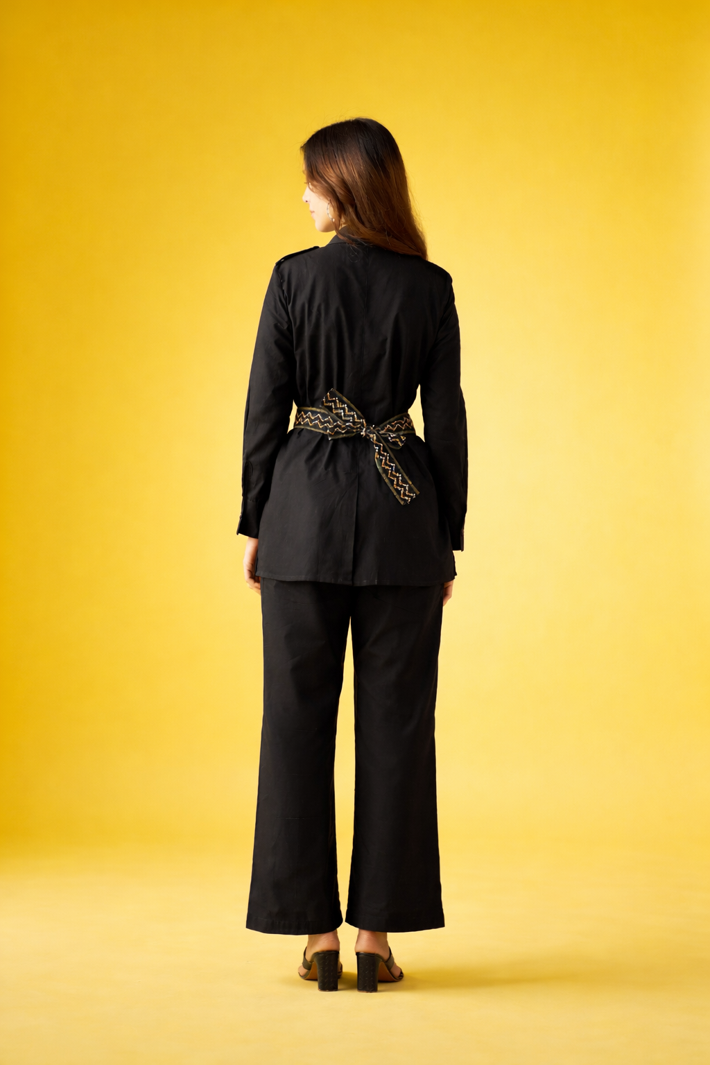 Black Pure Cotton Co-ords with Belt