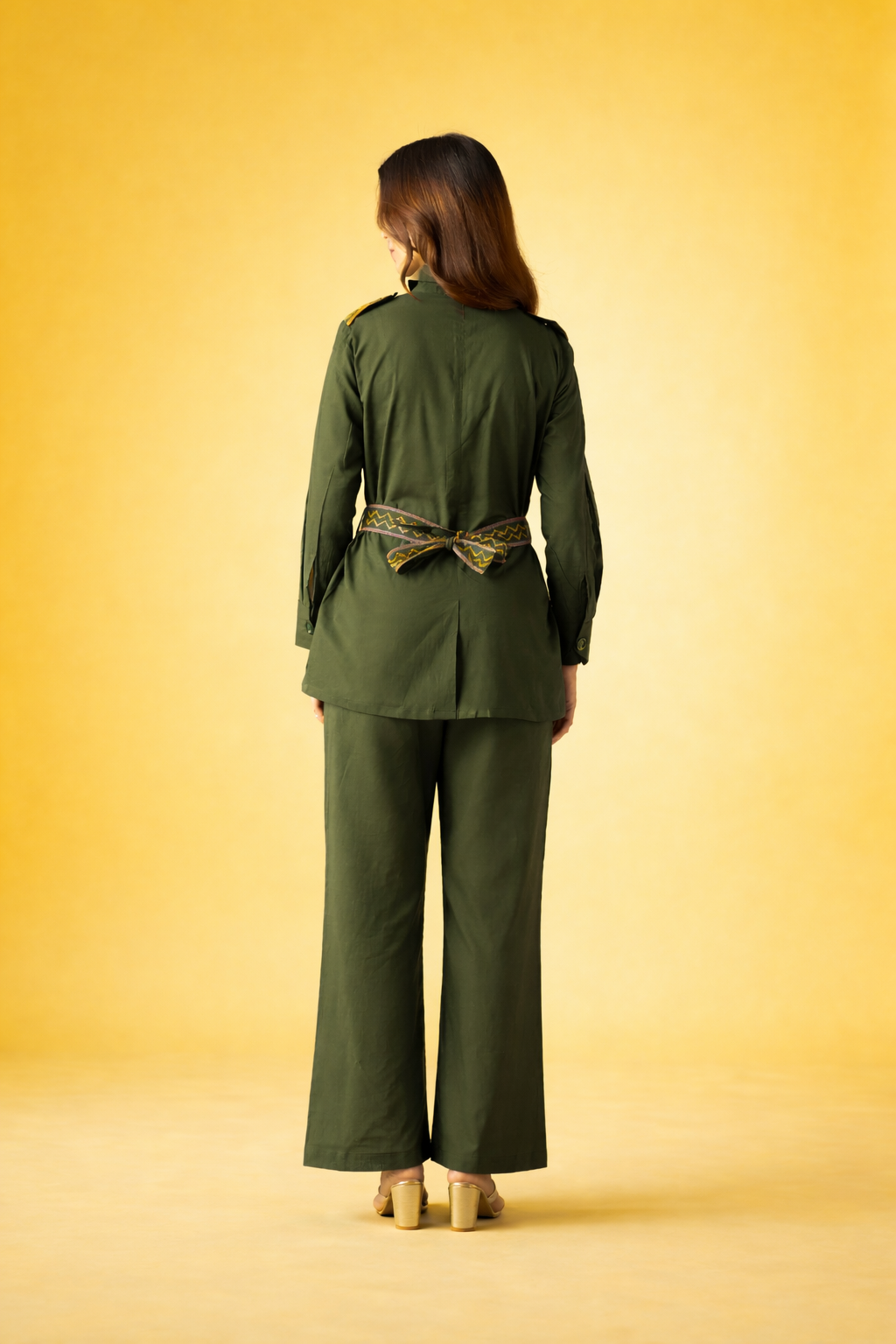 Green Pure Cotton Co-ords with Belt