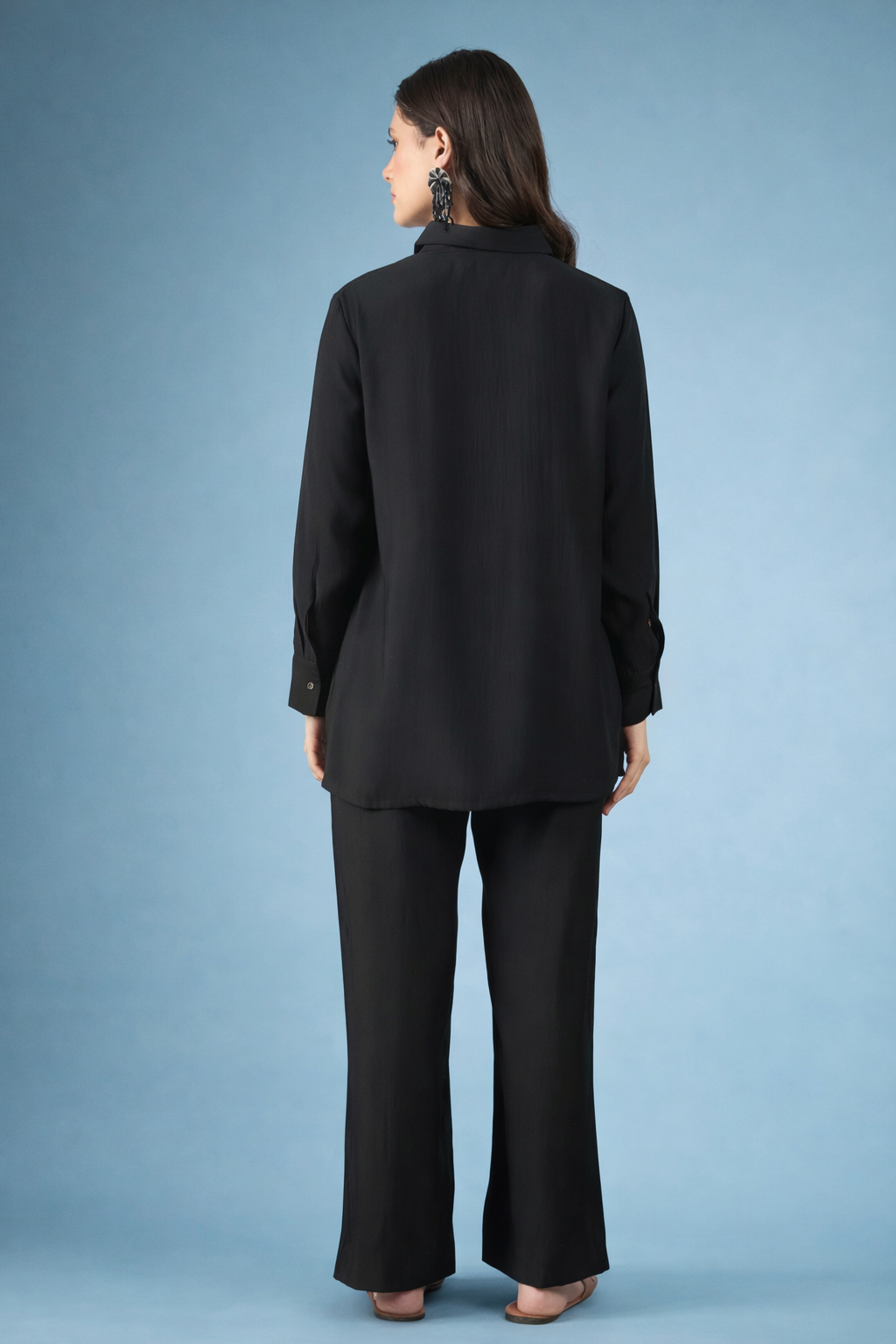 Black Embroidered Silk Blend Co-Ords