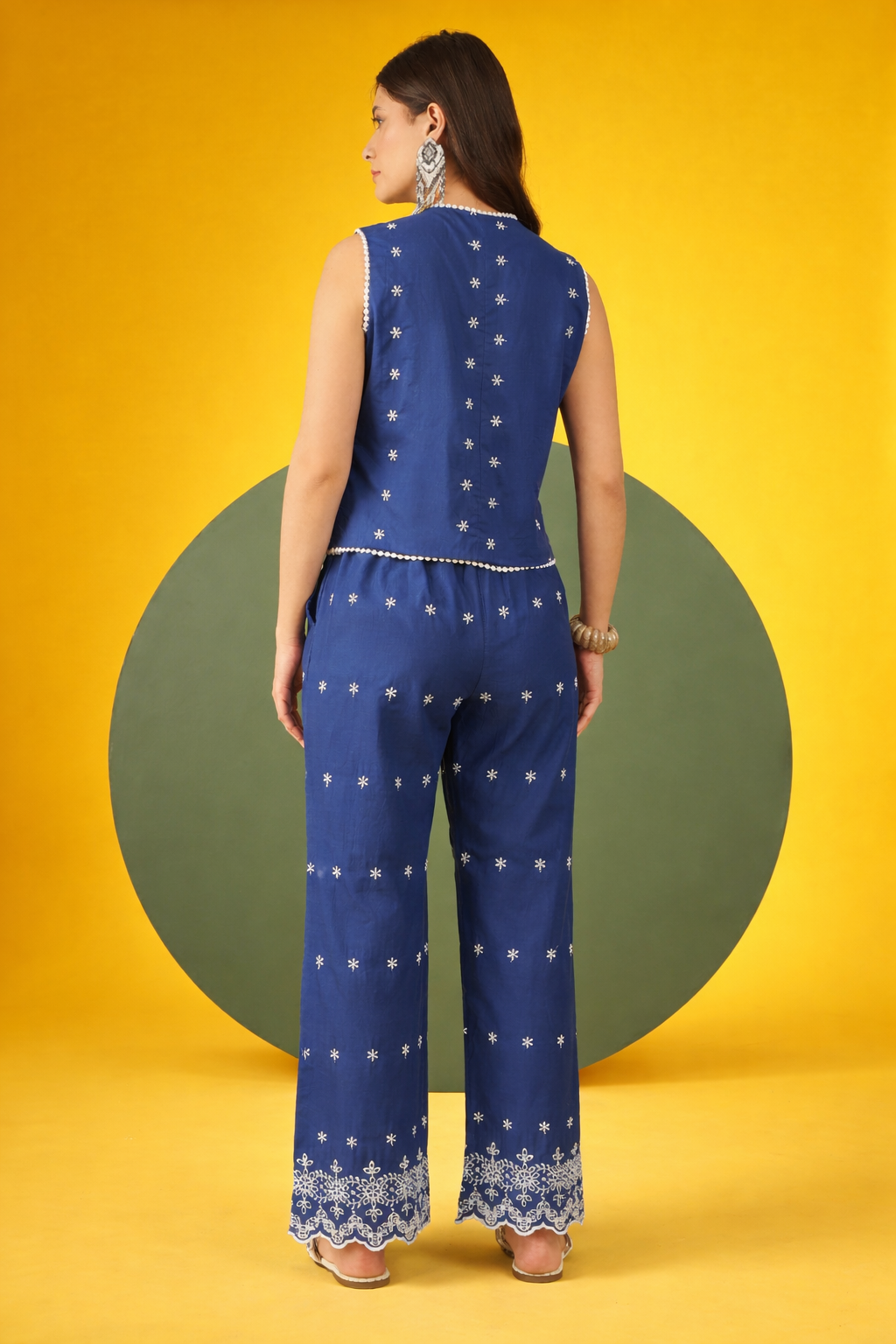 Blue SchiffiIi Pure Cotton Waist Coat Co-Ords
