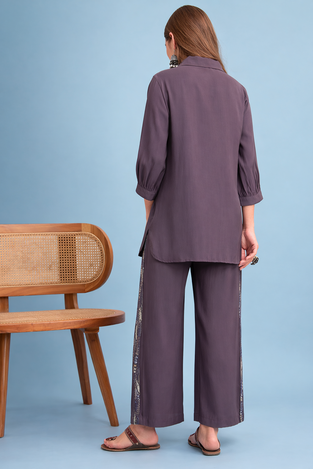 Lavender Embroidered Shirt and Trouser Co-ords