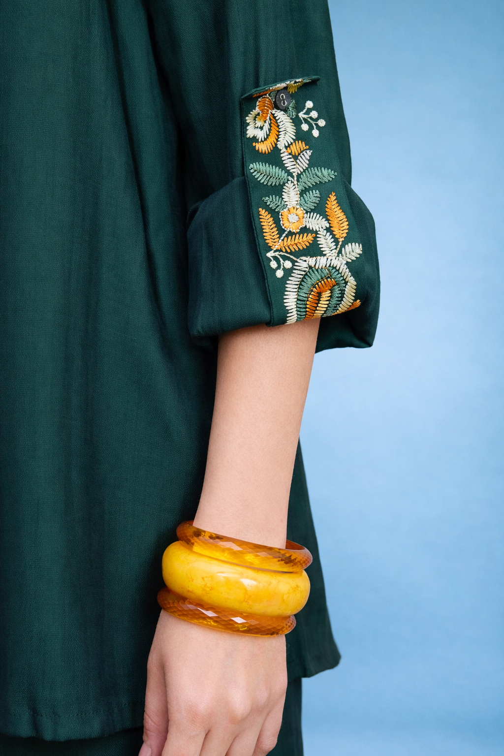 Green Embroidered Co-ords