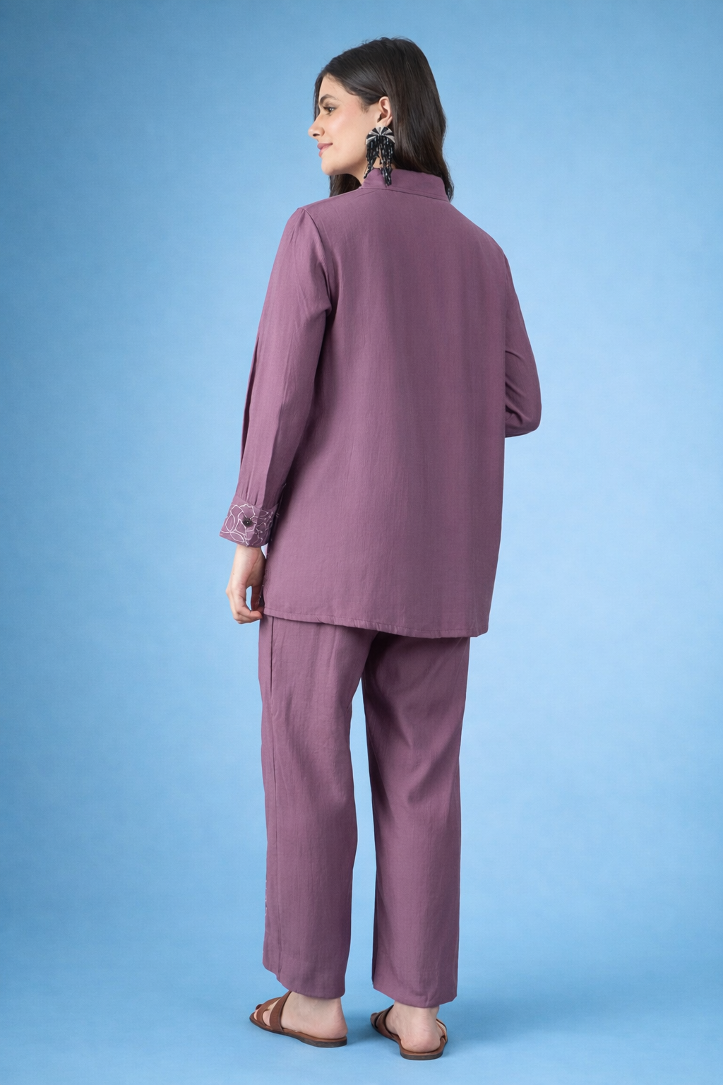 Lavender Embroidered Silk Blend Co-Ords