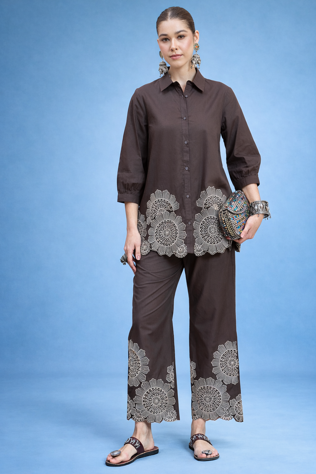 Brown Pure Cotton Co-ords