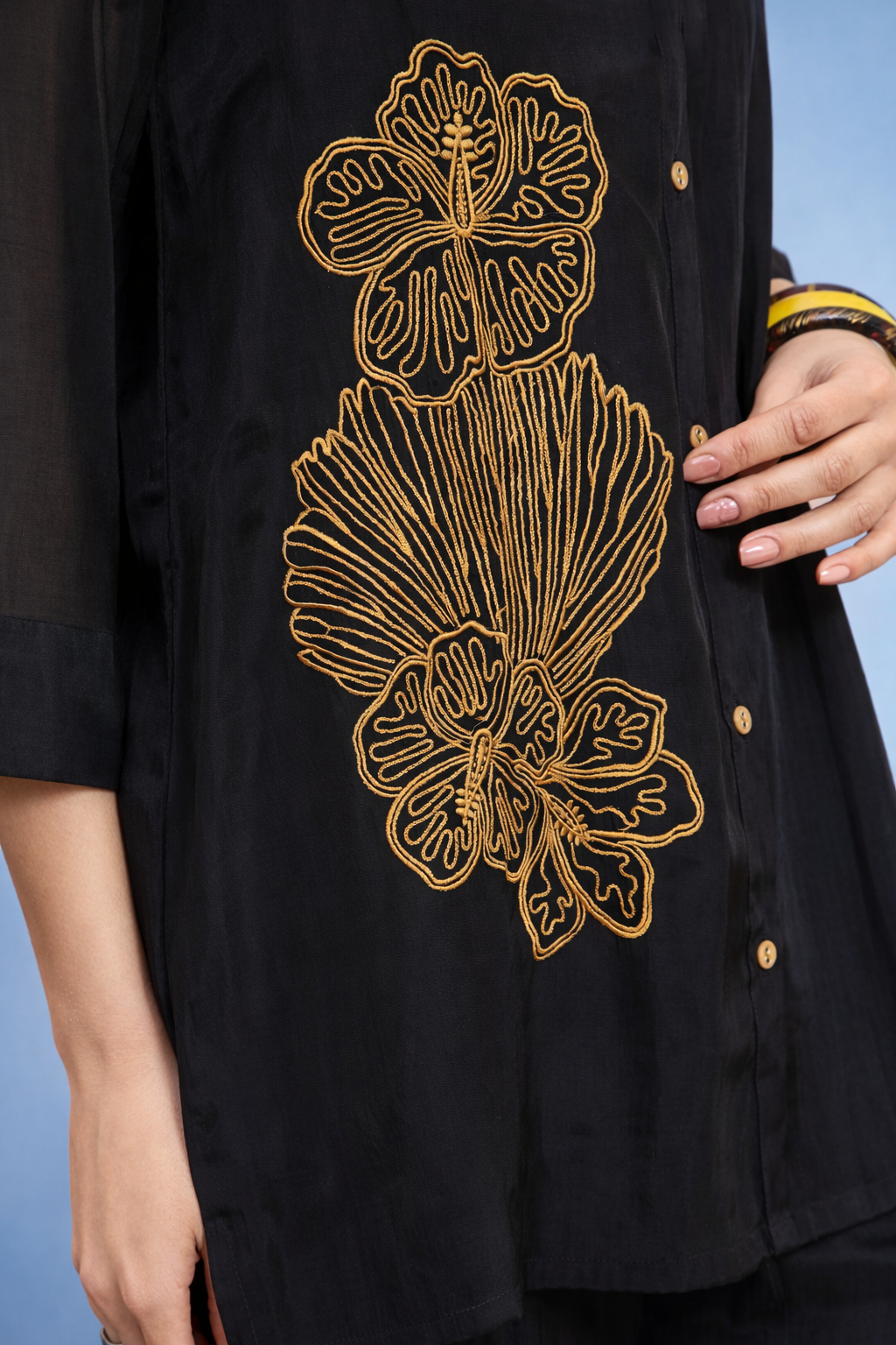 Black Embellished Shirt with Trouser Co-ords