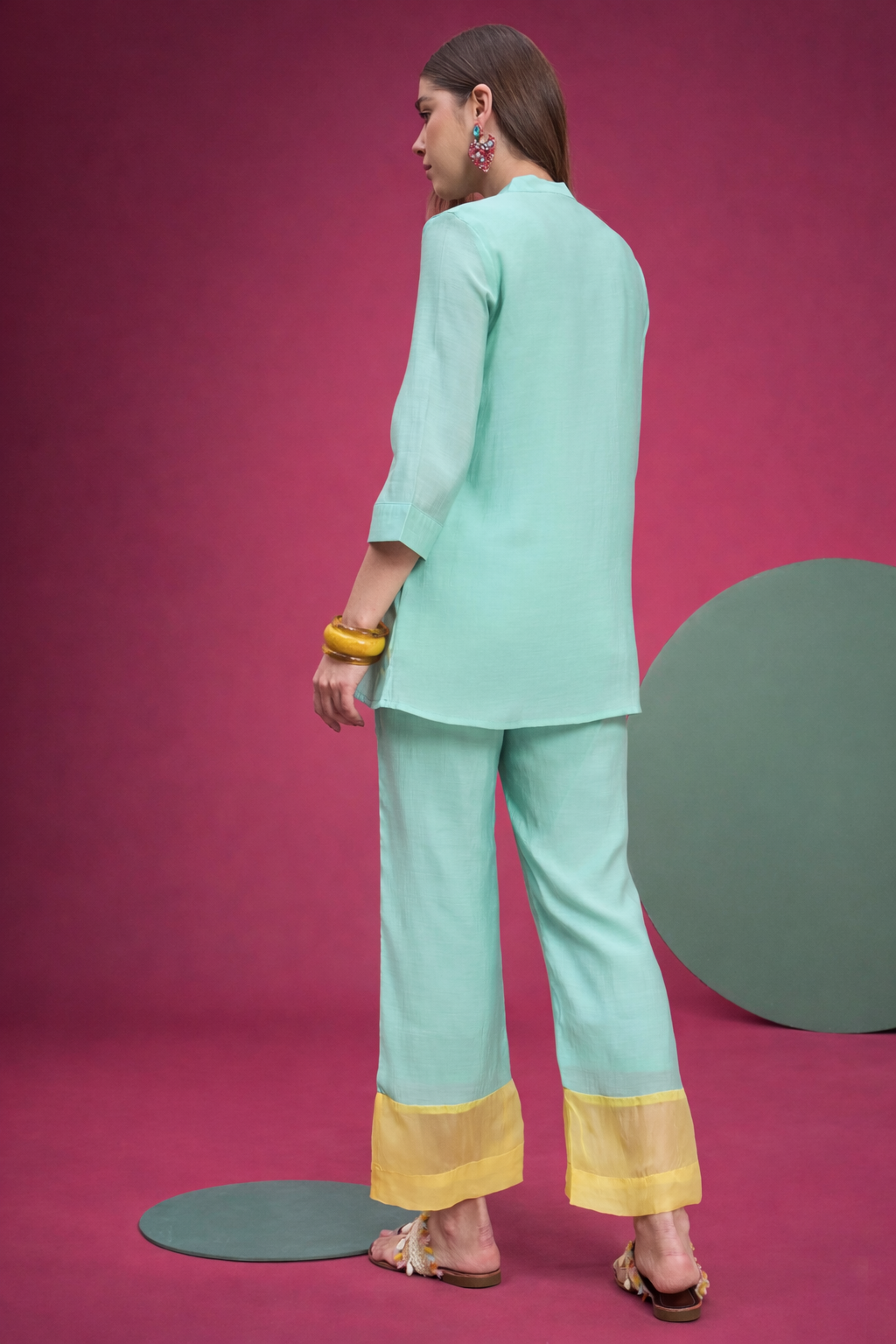Blue Embellished Shirt with Trouser Co-ords
