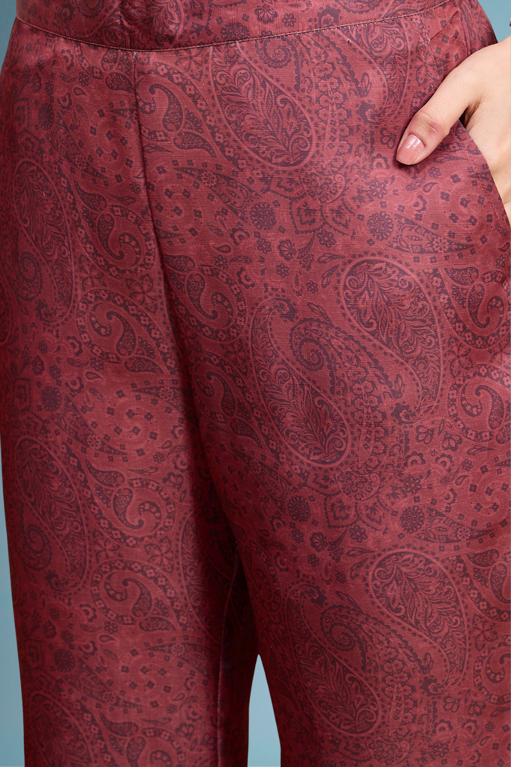 Red Embroidered Printed Top with Palazzos