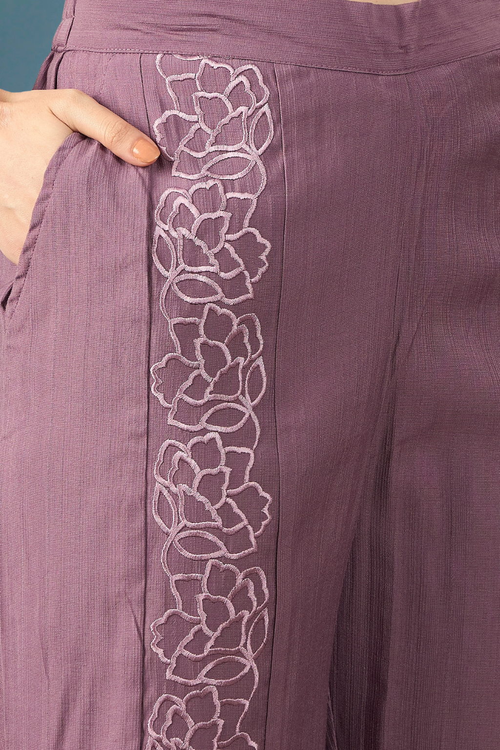Lavender Embroidered Silk Blend Co-Ords